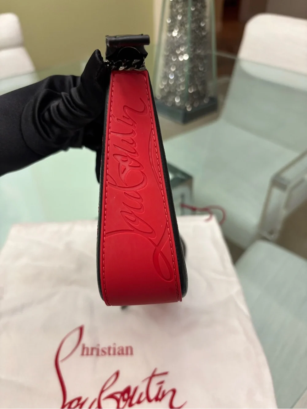 Authentic Christian Louboutin Loubila Leather Clutch